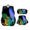 Set 3 Pezzi Wings of Fire Zaino Astuccio Borsa a Spalla Grande Capacità Stampa Cartoni Animati Ragazzi e Ragazze Scuola Primaria Stile Trendy