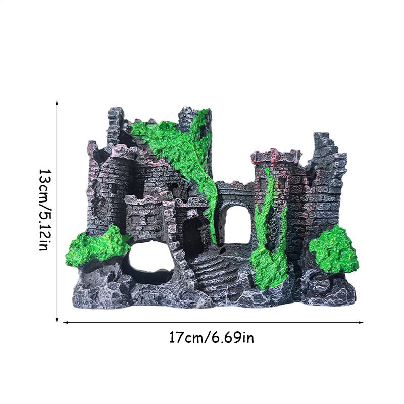Aquarium Castle Decoration Resin Castle Landscaping Decor Decorative Stone Cave Hide House Realistic Ancient Castle Decoration