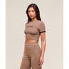 Gymshark Ribbed Cotton Crop Top Mocha Mauve Black B3c2w Nc1z