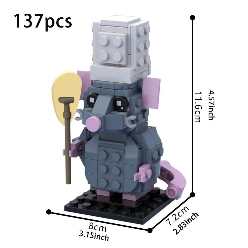 Chef Mouse Building Block Model Animation Comedy Movie Creative Animal Characters Assembling Brick Toys As a Gift for Food Fans