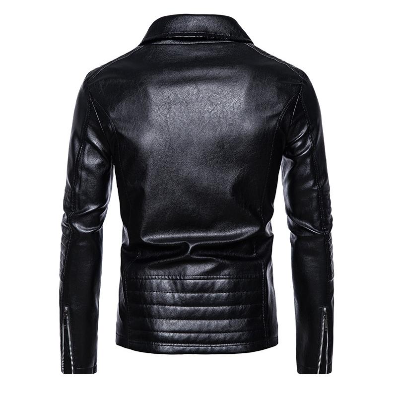 Men’s Jackets Faux Leather Lapel Long Sleeves Zipper Slim Fit Retro Motorcycle Jacket Autumn Winter PU Bomber Tops Holiday Casual Outer Wear
