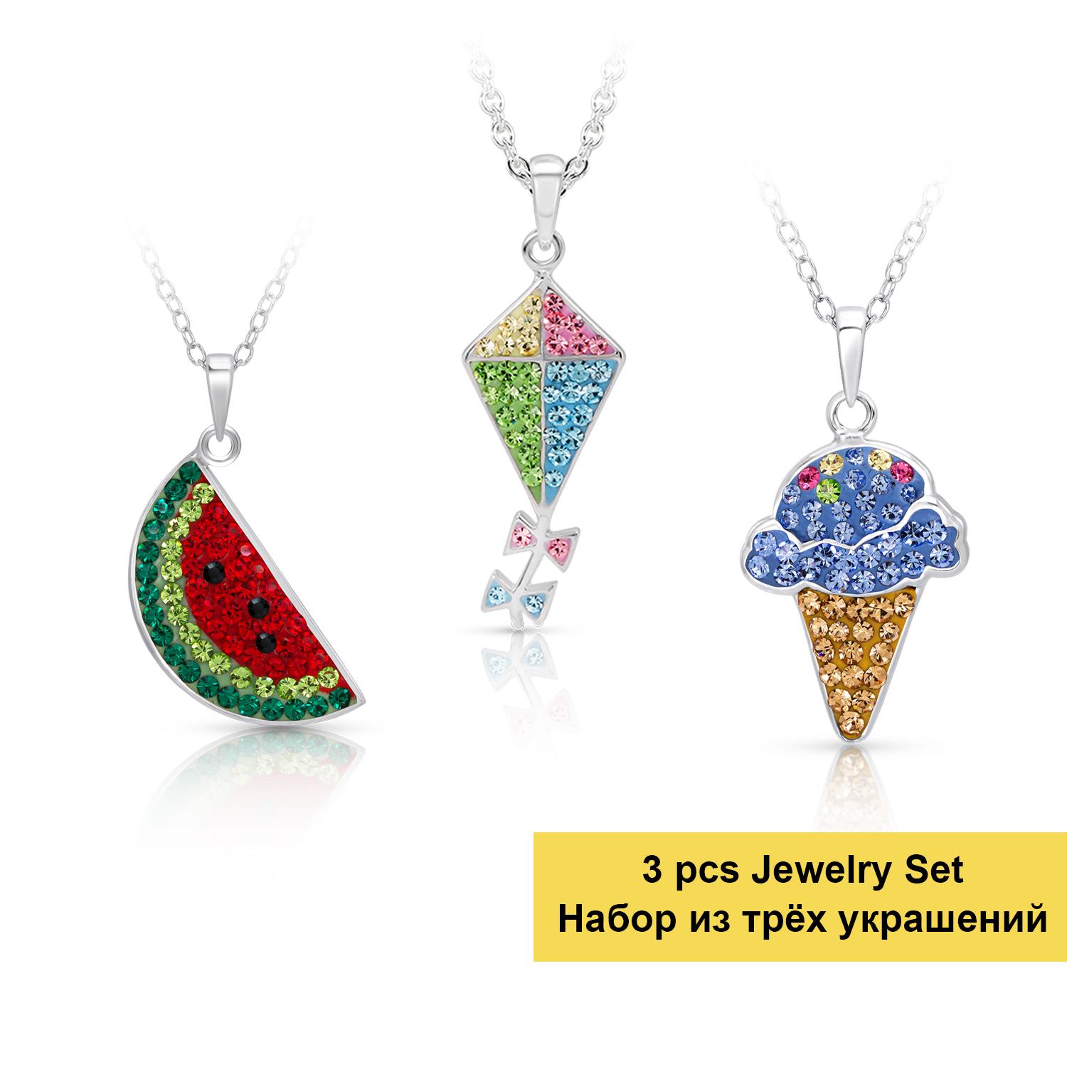 

Комплект украшений из трех частей с подвесками для девочек «Мороженое, воздушный змей и арбуз» для девочек и детей