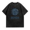 POSEIDON Klassisches Herren T-Shirt Weiß X-Large vintage gewaschenes Oberteil für den Alltag Dehnbar Weich homme Designer-Kleidung Unisex