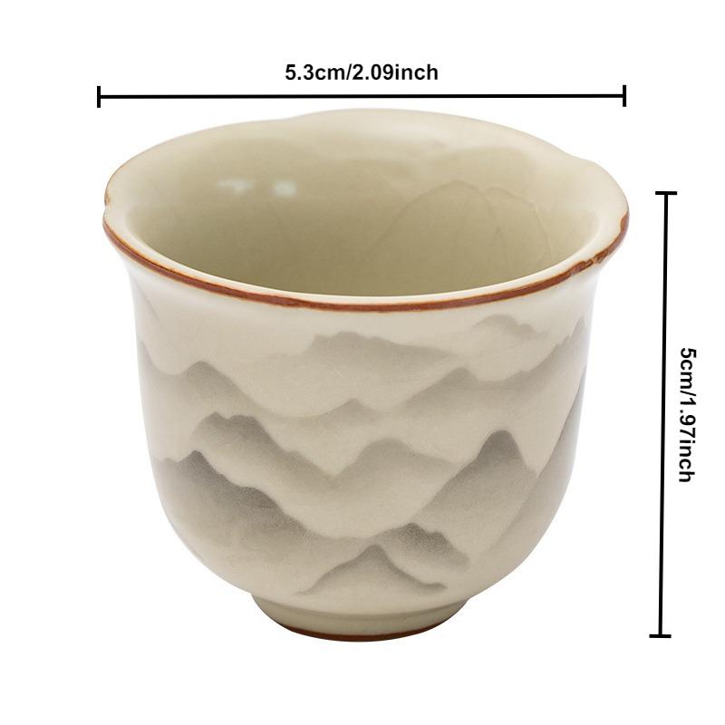 55ml Retro Piec Ru Ceramiczna Filiżanka do Herbaty z Kwiatowym Brzegiem Mały Krajobraz Pojedyncza Filiżanka Mistrzowska Degustacyjna Miseczka do Herbaty Kubki Zestaw do Herbaty Kung Fu Naczynia do Herbaty