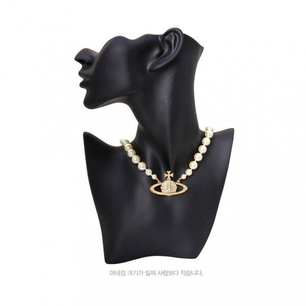 Vivienne WeStwood שרשרת צ'וקר לנשים עם שורה אחת של פנינים להקלה באמבטיה S 63010106 02r202