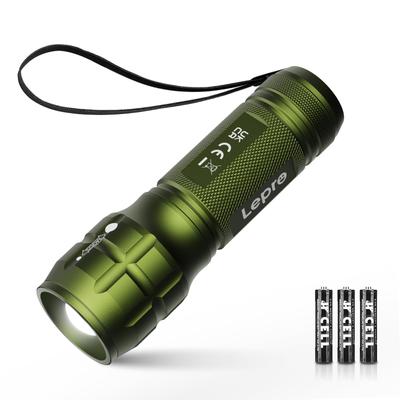 LED-Taschenlampe mit verstellbar Inklusive AAA Ideal für Katastrophenstrom und Nacht Grüne Taschenlampe, Helligkeitsstarker Chip, Zoom, Leichtgewicht,