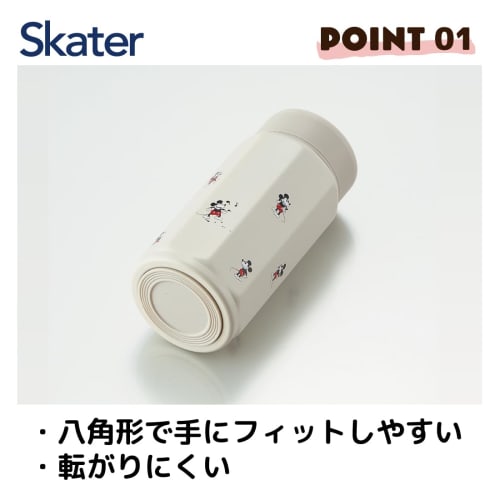 Skater Stainless Steel Mug Bottle 350ml Easy To Hold Octagonal Thermal/Cold Water Bottle Disney Mickey Mouse STO4-A