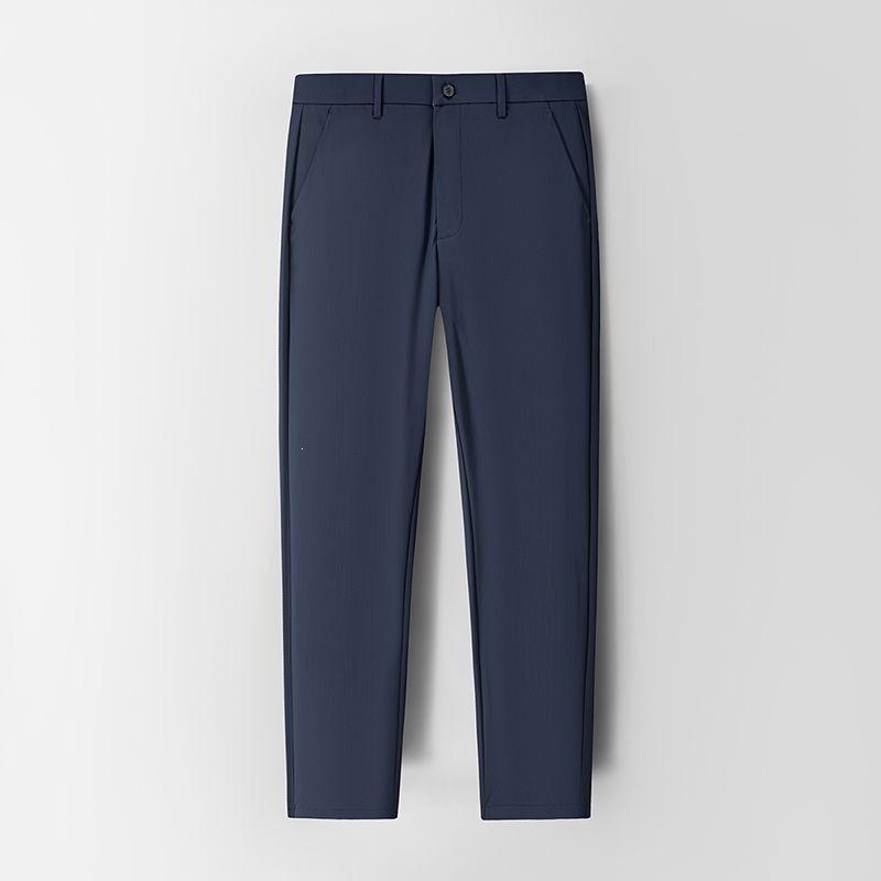 Summer thin trousers men's slim-fitting straight business dress trousers high-end drape black versatile suit pants men