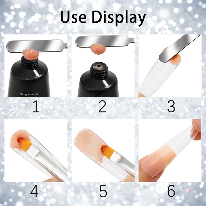 Poly Gel Brush Pen Dual Ended 2 In 1 Design Nail Brush And Spatula Stainless Steel Gel Nail Brush For Nails Extension Gel