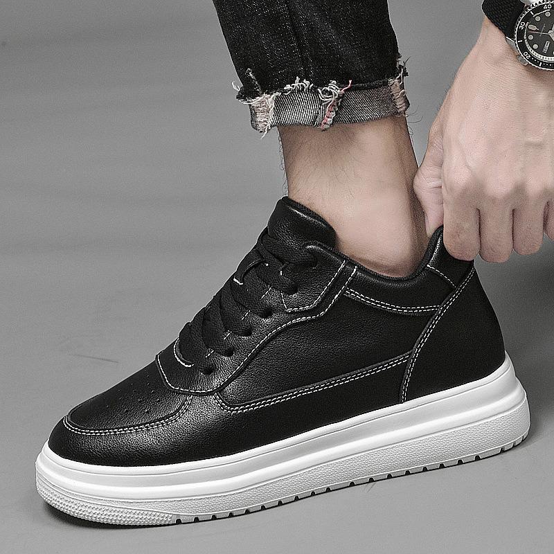 Spring Men's 10cm Height-Boosting Casual White Board Shoes: Comfortable & Versatile
