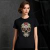 Rose Eyes Unisex Tričko Cukrová Lebka Květina Den Mrtvých Košile Mexické Dědictví Gotické Dia Los Muertos Tričko Dámské Unisex Topy