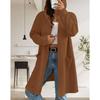 Dames Strandet Mønstret Hette Midilengde Trenchcoat Jakke Cardigan