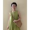 French simple sleeveless dress women's summer new avocado green thin and chic loose suspender skirt