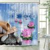 Green Bamboo Zen Shower Curtains Set, Spa Stones and Orchids Flowers Polyester Fabric Bath Curtain with Hooks Bathroom Decor