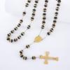 Rosary Beaded Long Stainless Steel Necklace - Elegant and Trendy European-American Design