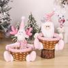Elegant Bamboos Round Baskets Holiday Bamboos Basket with Figurine Doll for Christmas Snacks and Gift Storage
