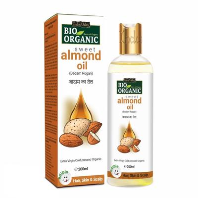 Óleo de amêndoa doce Roghen Badam puro, natural e orgânico para corpo, cabelo e pele (Sem óleo mineral e sulfato) - (200 ml)