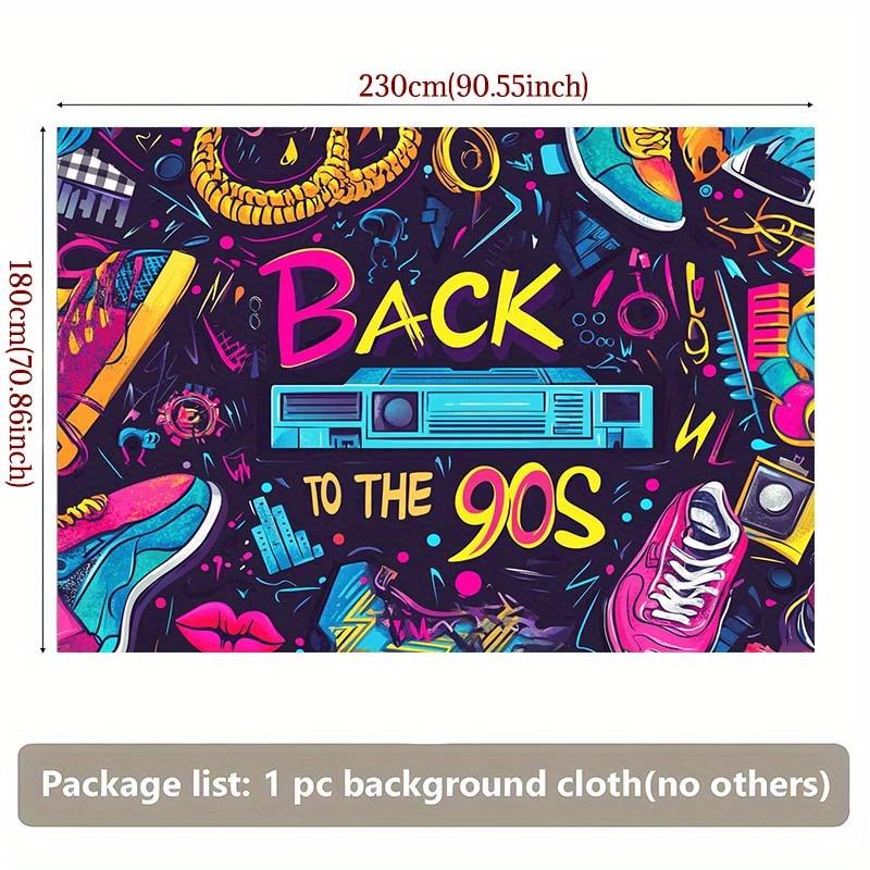 2D Plane, 1 Piece of Retro 90s Party Backdrop Banner, Suitable for Photo Booths and Nostalgic Events, Disco Party Decoration