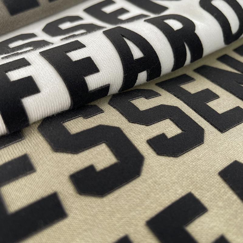 Double-Line Flocking Essentials High Street Letter Hoodie - Casual Loose Fit for Men & Couples