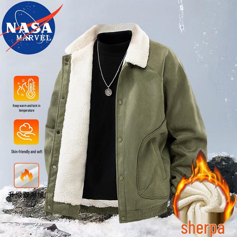 

NASA MARVEL Men s Casual Warm Fleece-Lined Lapel Jacket 2XL