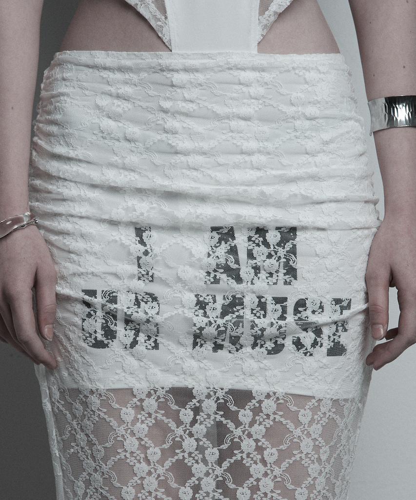 Ilio White Lace Mermaid Long Skirt