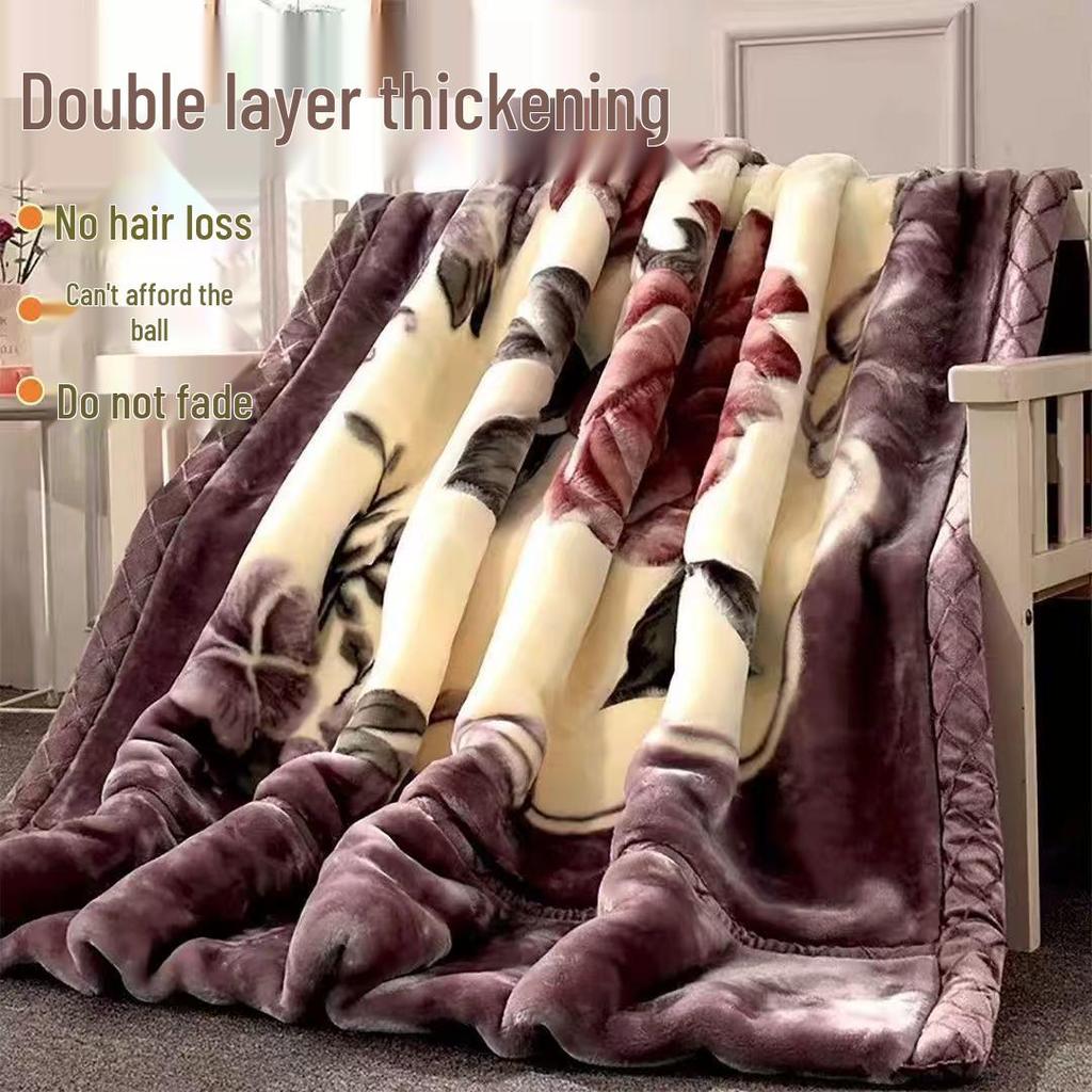 E-commerce Thickened Double-Layer Raschel Blanket: Red Wedding, Office Nap, Sofa Cover