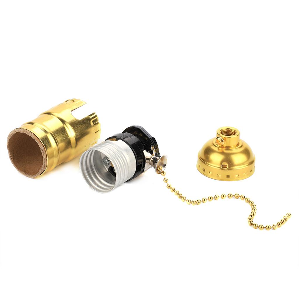 E27 Aluminum Vintage Light Socket with Pull Chain Desk Table Lamp Lighting Holder Screw Base