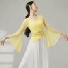 Elegant Chinese Folk Dancewear Sheer Mesh Mesh Top Breathable Classical Dance Top  Women Dancewear