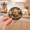 Halloween Wooden Coasters 6Pcs/Set Coasters, Retro Pumpkin Ghost Drink Heat Resistant Cup Holders Round Insulation Pads for Dining Table Holiday Decor