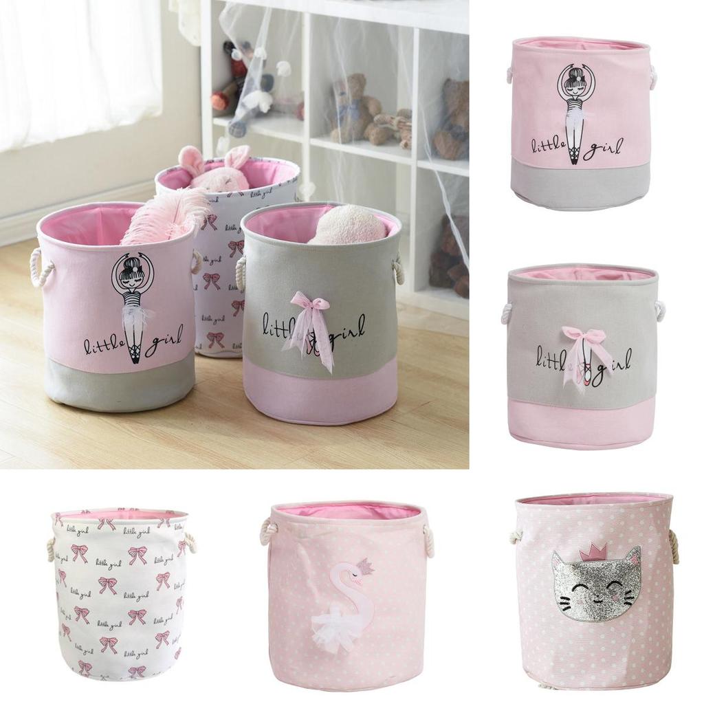 Basket Laundry Dirty Pink Swan Organizer Drawstrin Storage Household Supplies