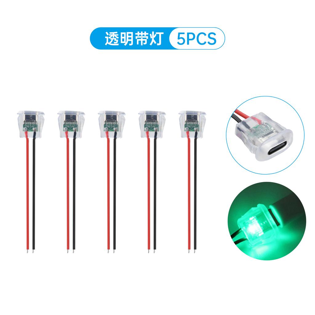 [5PCS] 2Pin USB Type C Input Type Charging Receptacle Molded Straight Female Chassis Connector Waterproof USB-C Power Por