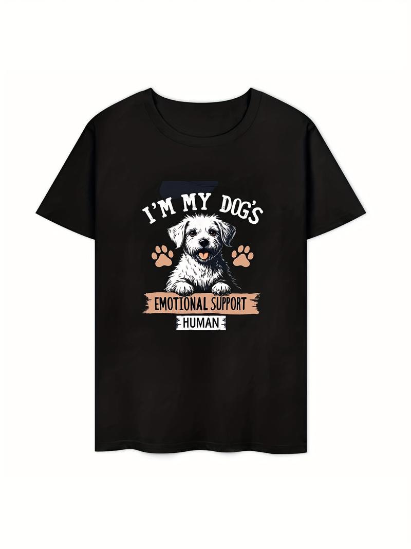 Vintage Graphic 100 Cotton TShirt Im My Dogs Emotional Support HuUnisex Dog Paw Print Summer M