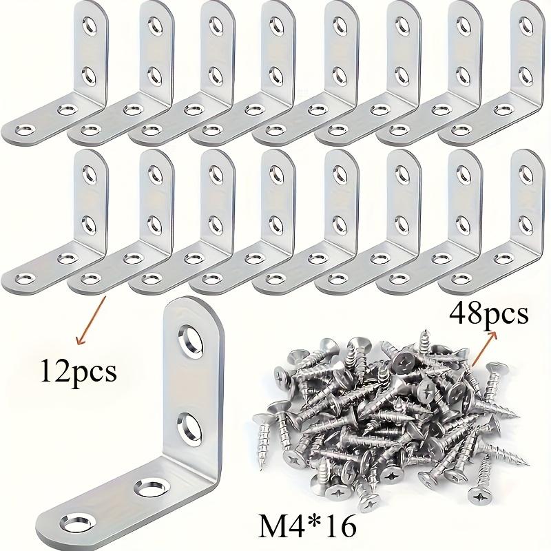 Stainless Steel L-Bracket Set - 1.57x1.57 Inch Angle Iron Fixtures for Wood Shelves, Chairs, Tables, Dressers