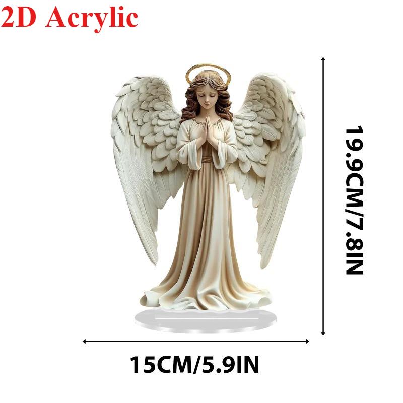 Exquisite Acrylic 2D Angel Home Ornament Office Desktop Living Room Decors Perfect Christmas New Year Gift for Friends