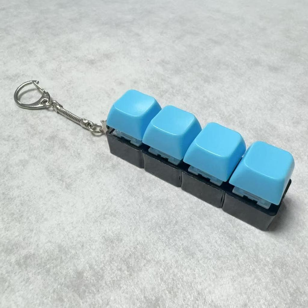 New Stress Anxiety Relief Keyboard Keychain Four Finger Button for Office Home Adults Kid Decompression Clicker Hot Gadget Gifts