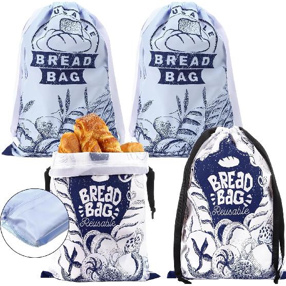 4 Packs Bread Bags for Homemade Reusable Freezer Bread Storage Bag Large Sourdough 17 x 12  Container Proofing Cover Freezer Safe Sourdough Saver to