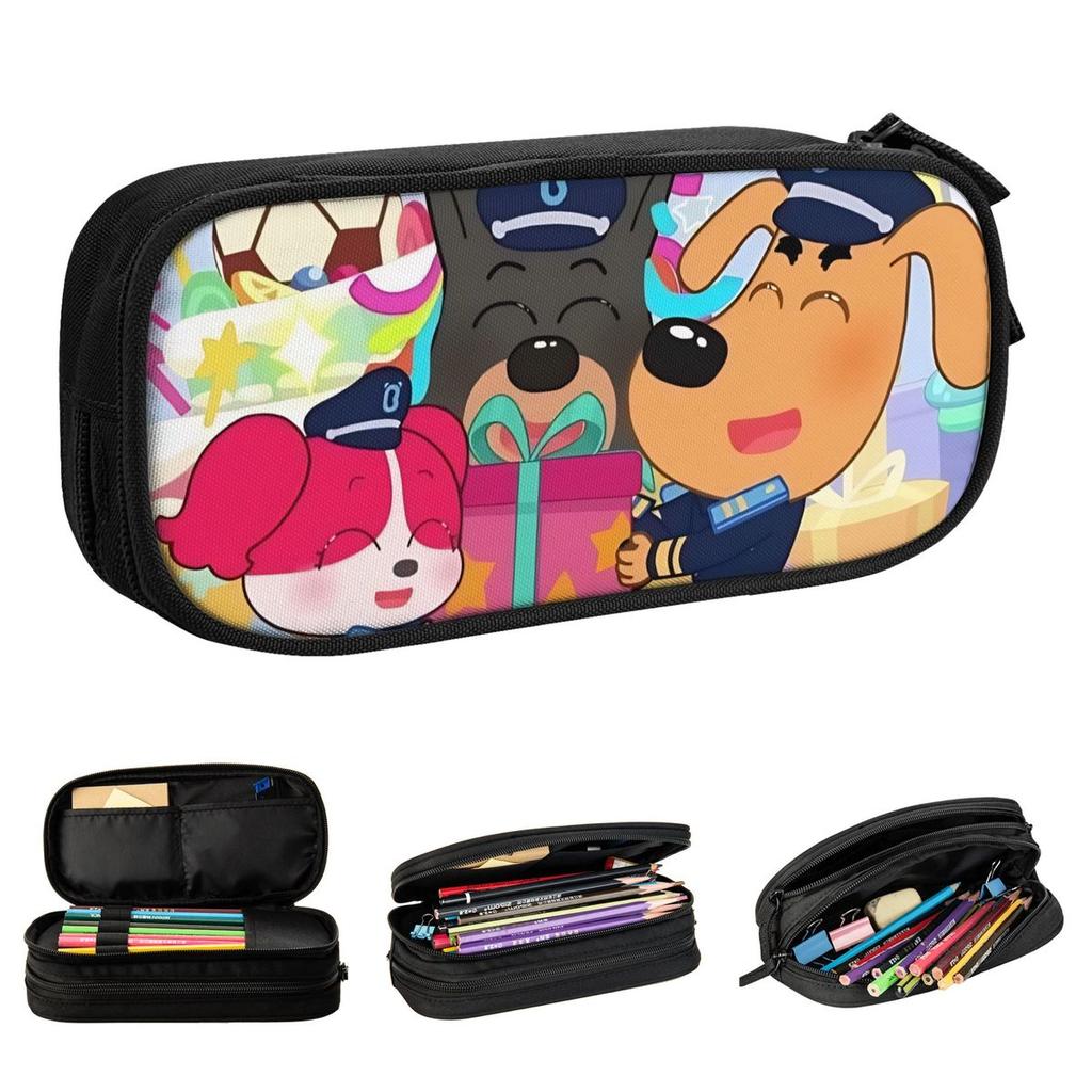 Sheriff Labrador Dog Pencil Case Cartoon Pen Box Bags Kids Large Storage Students School Gift Pencilcases