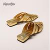 Fashion Female Pointed Toe Low Heel Slippers Summer 2025 Fashion Weave Slides Mules Size 35 43 Women's Sandals Outwear Zapatos De Mujer