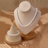Retro Imitation Pearl Necklace Bracelet Stud Earrings Three-piece Set Elegant Temperament Pearl Set Chain Accessories