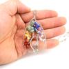 Handmade Copper Wire Wound Natural Gravel Crystal Giraffe Life Tree Fortune Tree Necklace N53