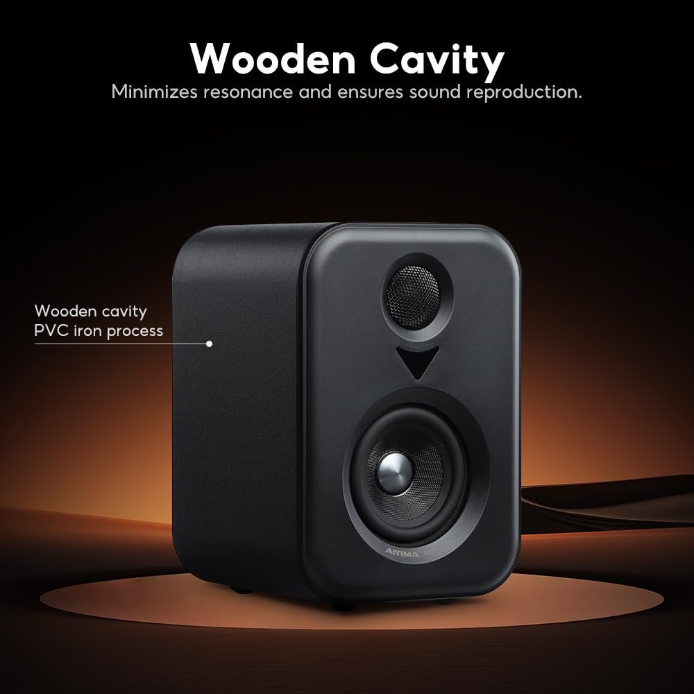 AIYIMA S400 [Updated Model] 100W Bookshelf Active Speaker with Dual Mode 3-inch Bluetooth HiFi Home Subwoofer for Music System, TV, and Computer