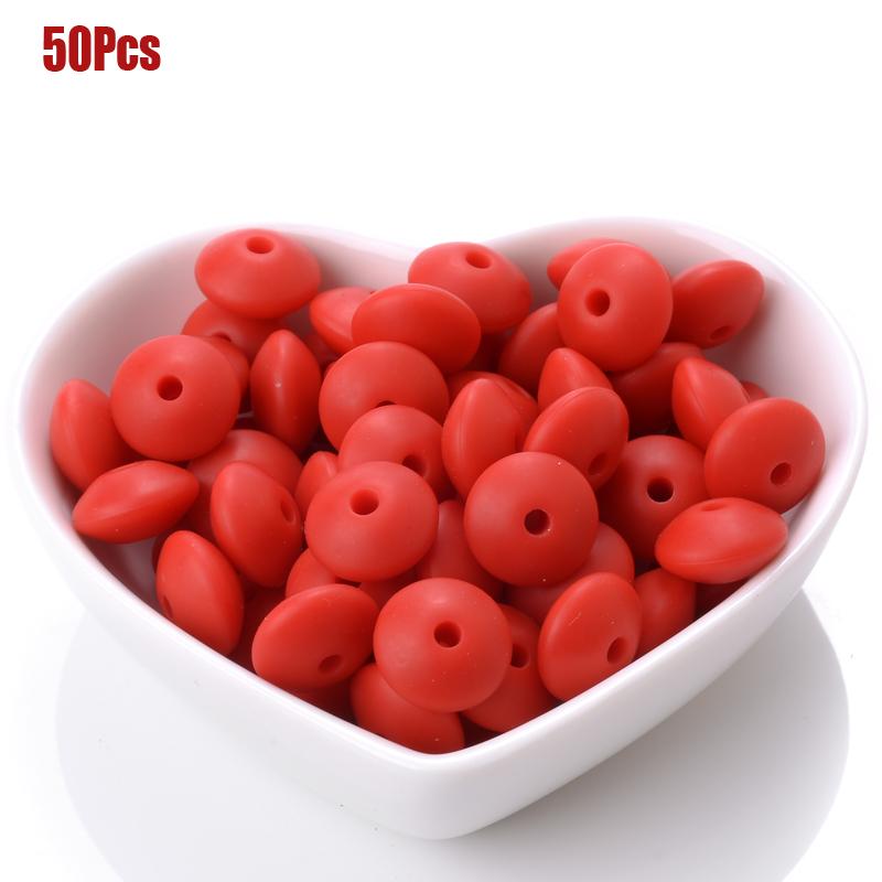50pcs/lot 12mm Silicone Spacer Beads for DIY Charms Newborn Nursing Accessories Necklace Pacifier Chain Teething Toy BPA Free