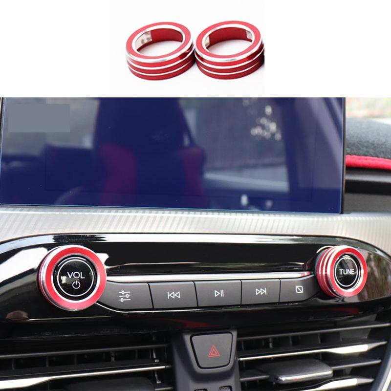 Fit For Ford Focus RED 2pcs Aluminum Alloy Volume Button Controller Cover