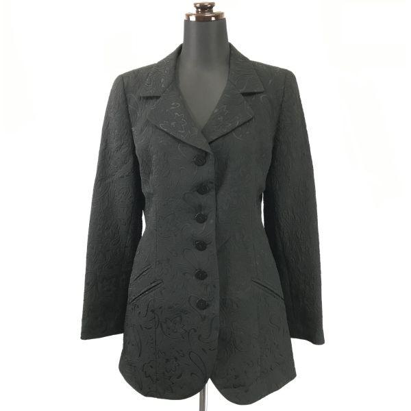 90s-00s MOGA Short Coat Women’s M Black Patterned Lined(USED)