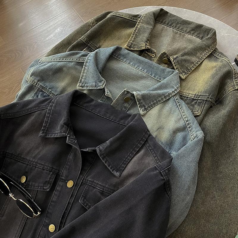 Dámská nová podzimní vintage volná zkrácená džínová bunda vše v jednom