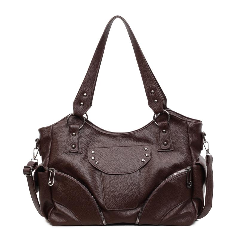 2026 Retro Large Capacity Black Shoulder Bags For Women Large Shopper Bag Soft Pu Leather Crossbody Handbag Lady Travel Tote Bag