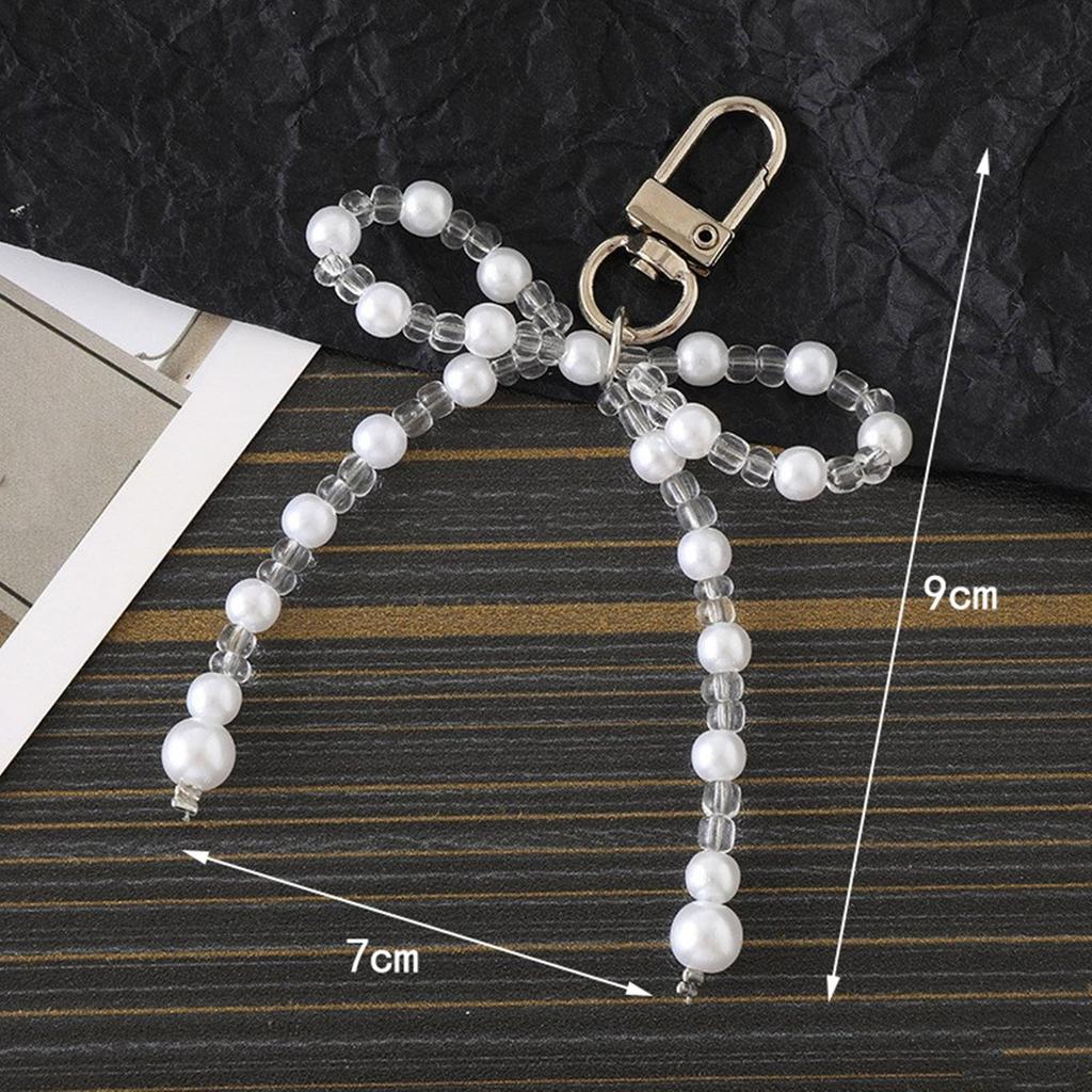 Elegant Bowknot Keychain Pendant Bag Decoration Bag Accessory Bead Bag Pendant Key Ornament Perfect for Daily Party Use