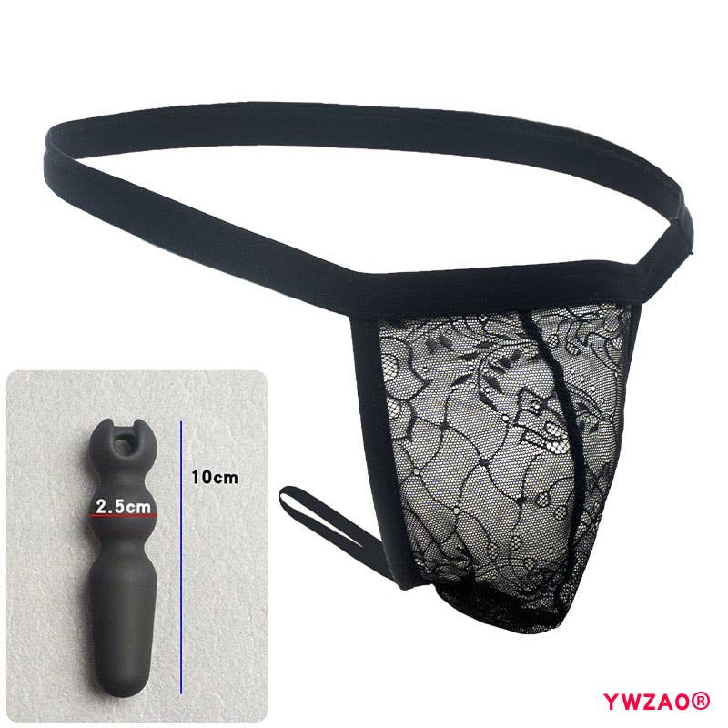 YWZAO Tapón Anal Insertable Ropa Interior Masculina Tanga Encaje Negro N12