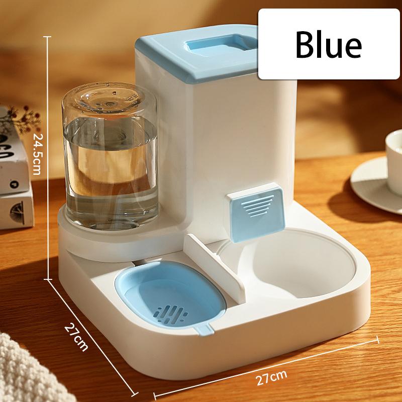 Pet Cat Bowl Automatic Feeder Water Dispenser Dog Cat Food Bowl with Drinking Raised Stand Double Dish Bowls for Cats Dogs Pet