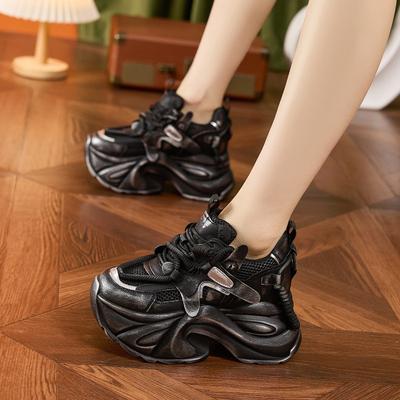Daddy Shoes Women's Autumn New Retro Old Dirty Shoes Trendy Versatile Small Thick Sole Inner Height Increase Women's Shoes